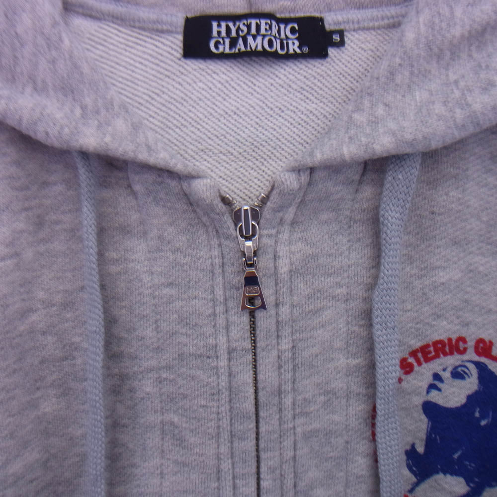 HYSTERIC GLAMOUR ヒステリックグラマー 0223CF02 MICHIGAN ガール プリント スウェット ジップ パーカー グレー系 S【中古】