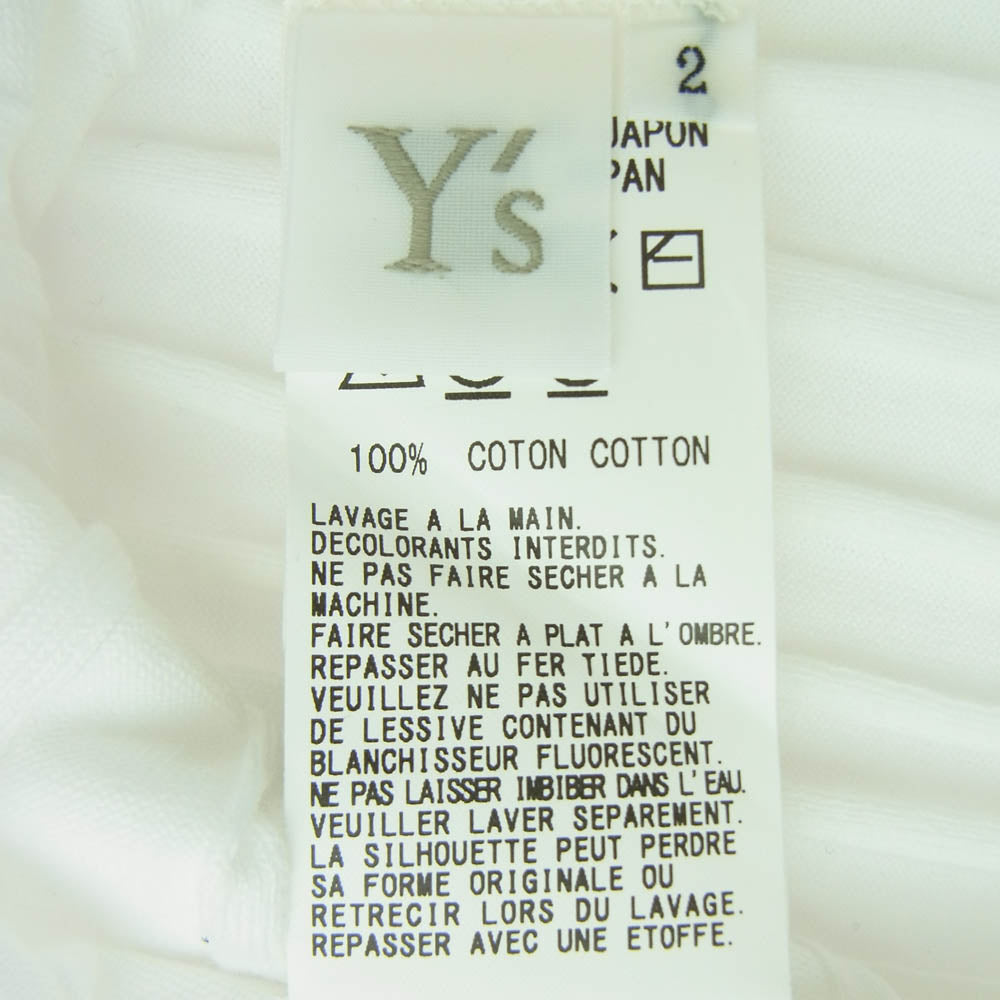 Y's Yohji Yamamoto ワイズ ヨウジヤマモト 20ss YN-T21-065 アシンメトリー ロング スリーブ カットソー ホワイト系 2【中古】