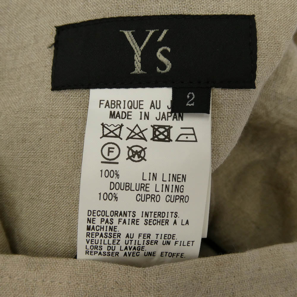 Y's Yohji Yamamoto ワイズ ヨウジヤマモト 20ss YN-S11-301 リネン ラップ ロング スカート ベージュ系 2【中古】