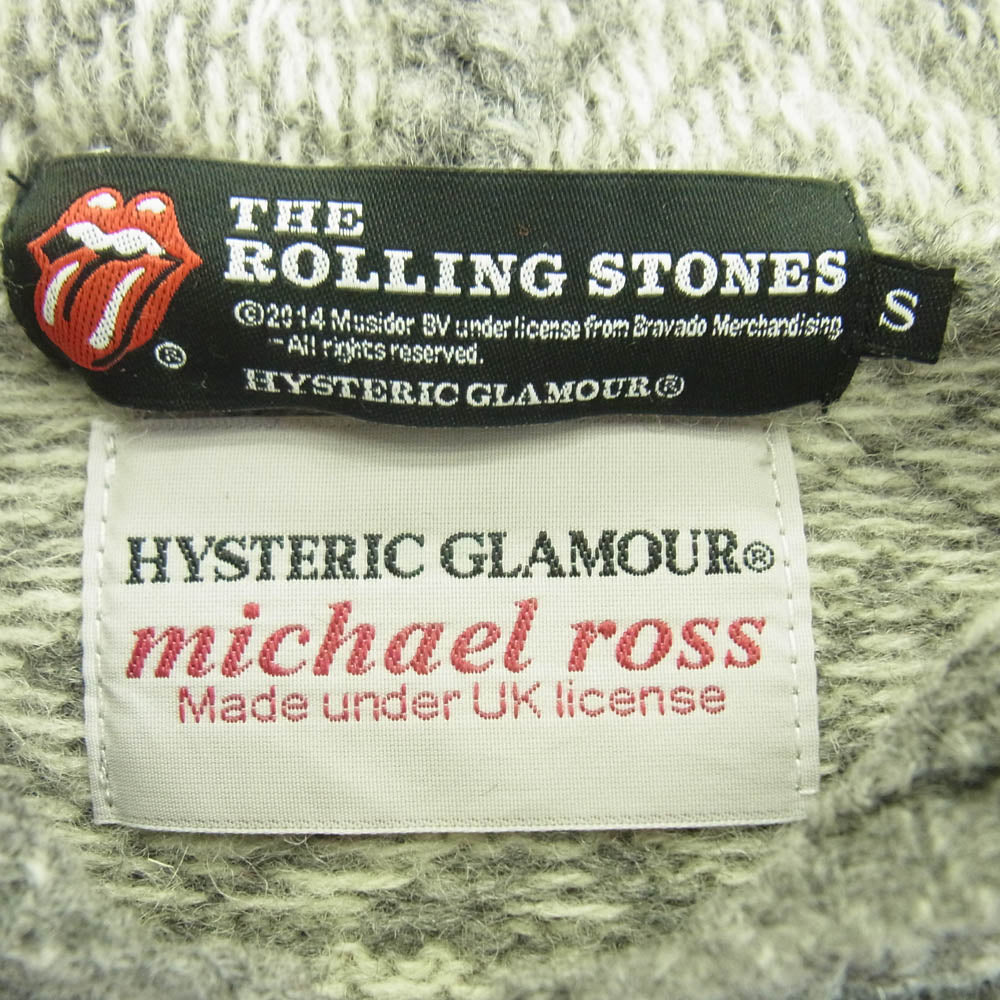 HYSTERIC GLAMOUR ヒステリックグラマー 0243ND02 Rolling Stones ローリングストーンズ ニット パーカー グレー系 レッド系 S【中古】