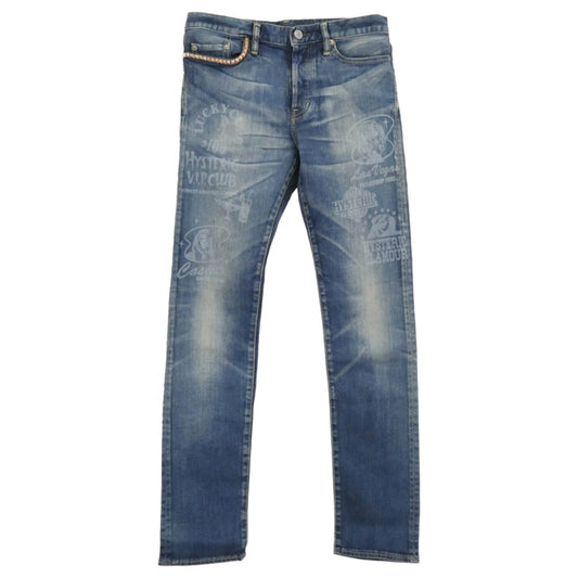 HYSTERIC GLAMOUR ヒステリックグラマー 0232AP05 LC加工 ガール 抜き染 スタッズ デニム パンツ インディゴブルー系 30【中古】