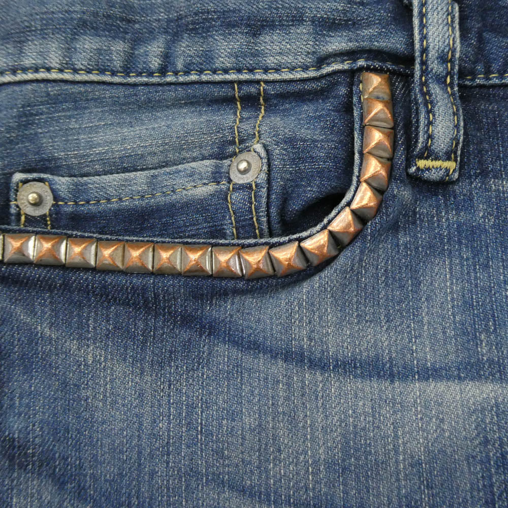 HYSTERIC GLAMOUR ヒステリックグラマー 0232AP05 LC加工 ガール 抜き染 スタッズ デニム パンツ インディゴブルー系 30【中古】