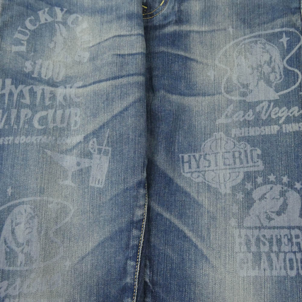HYSTERIC GLAMOUR ヒステリックグラマー 0232AP05 LC加工 ガール 抜き染 スタッズ デニム パンツ インディゴブルー系 30【中古】