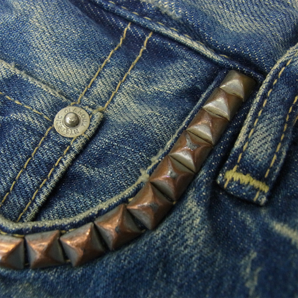 HYSTERIC GLAMOUR ヒステリックグラマー 0222AP14 小窓 SP ダメージ 加工 スタッズ デニム パンツ インディゴブルー系 30【中古】