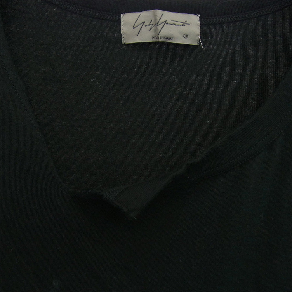 Yohji Yamamoto POUR HOMME ヨウジヤマモトプールオム 19ss HH-T63-982 ネック デザイン ロング スリーブ カットソー Tシャツ ブラック系 3【中古】