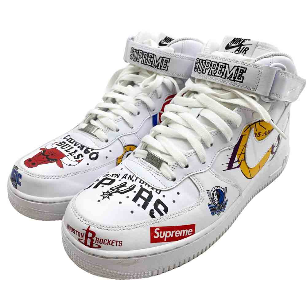 Supreme シュプリーム 18AW AQ8017-100 × NBA × Nike Air Force 1 Mid '07 White ナイキ エアフォース1 ミッド ’07 ホワイト ハイカットスニーカー ホワイト系 28.5cm【中古】