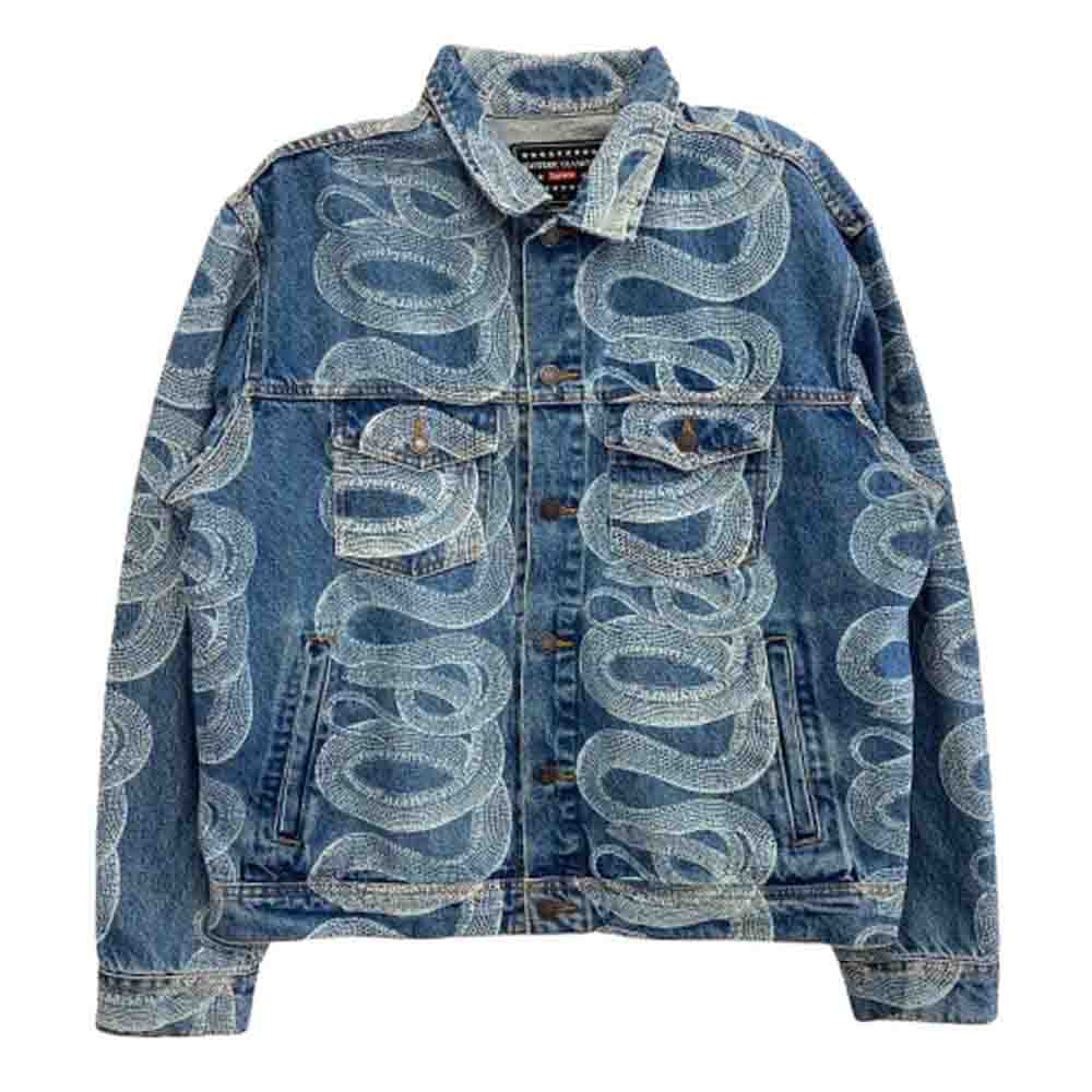 Supreme シュプリーム 21SS × HYSTERIC GLAMOUR Snake Denim Trucker Jacket ヒステリックグラマー スネーク デニム トラッカー ジャケット L インディゴブルー系 L【中古】