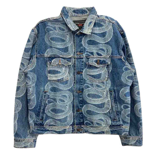Supreme シュプリーム 21SS × HYSTERIC GLAMOUR Snake Denim Trucker Jacket ヒステリックグラマー スネーク デニム トラッカー ジャケット L インディゴブルー系 L【中古】