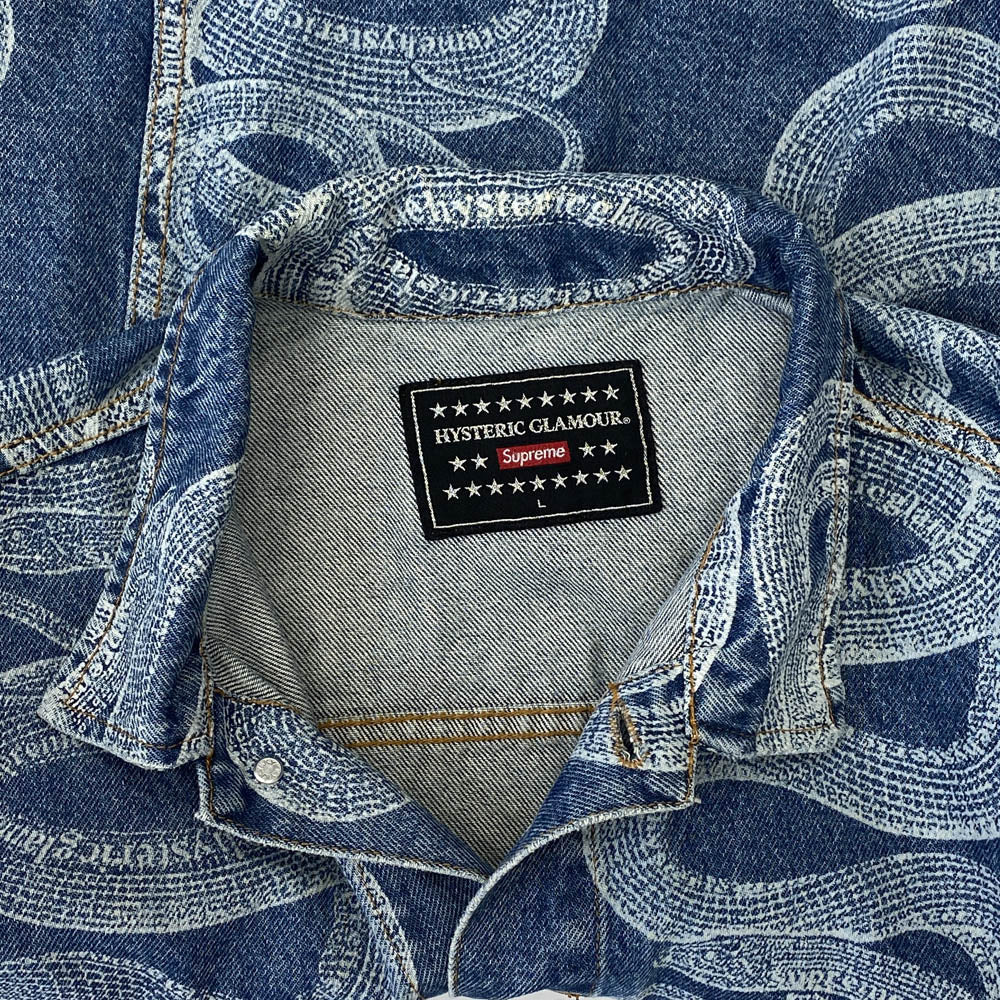 Supreme シュプリーム 21SS × HYSTERIC GLAMOUR Snake Denim Trucker Jacket ヒステリックグラマー スネーク デニム トラッカー ジャケット L インディゴブルー系 L【中古】