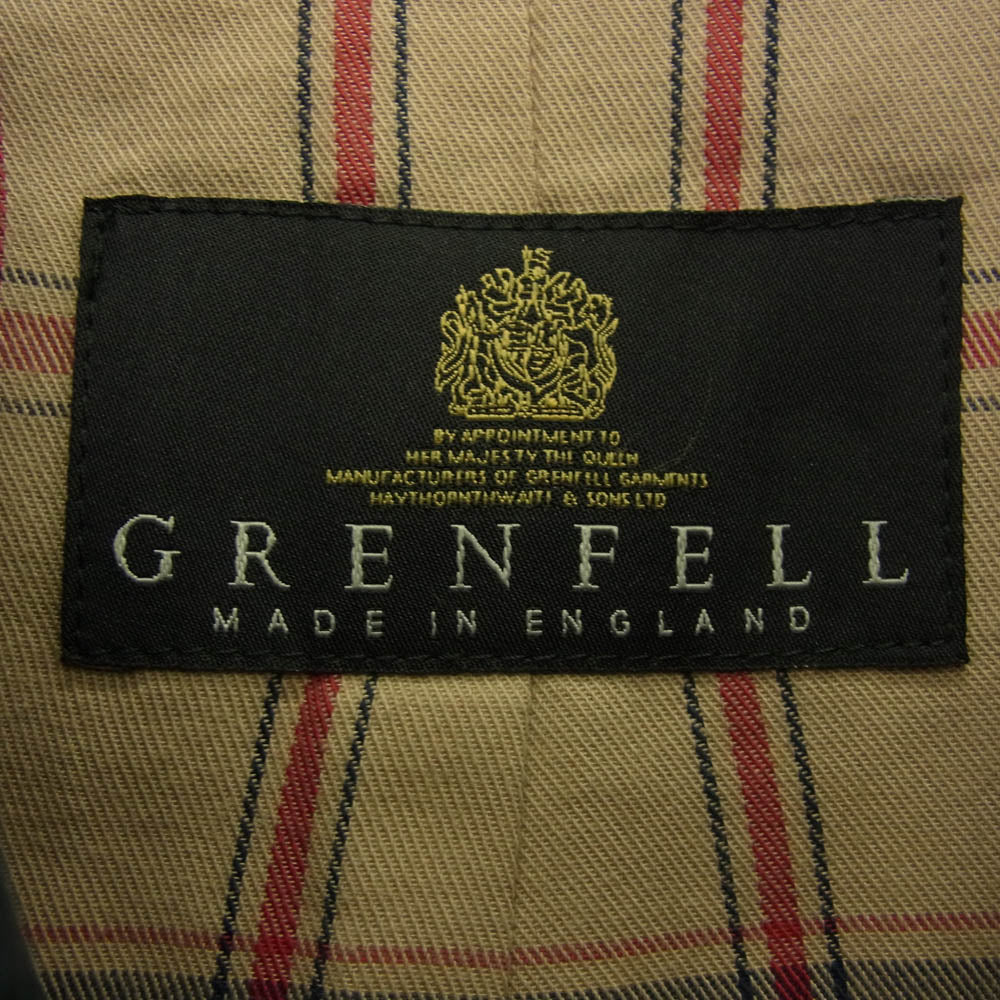 グレンフェル 英国製 高密度コットンギャバジン グレンフェルクロス ステンカラーコート ダークネイビー系 38【中古】