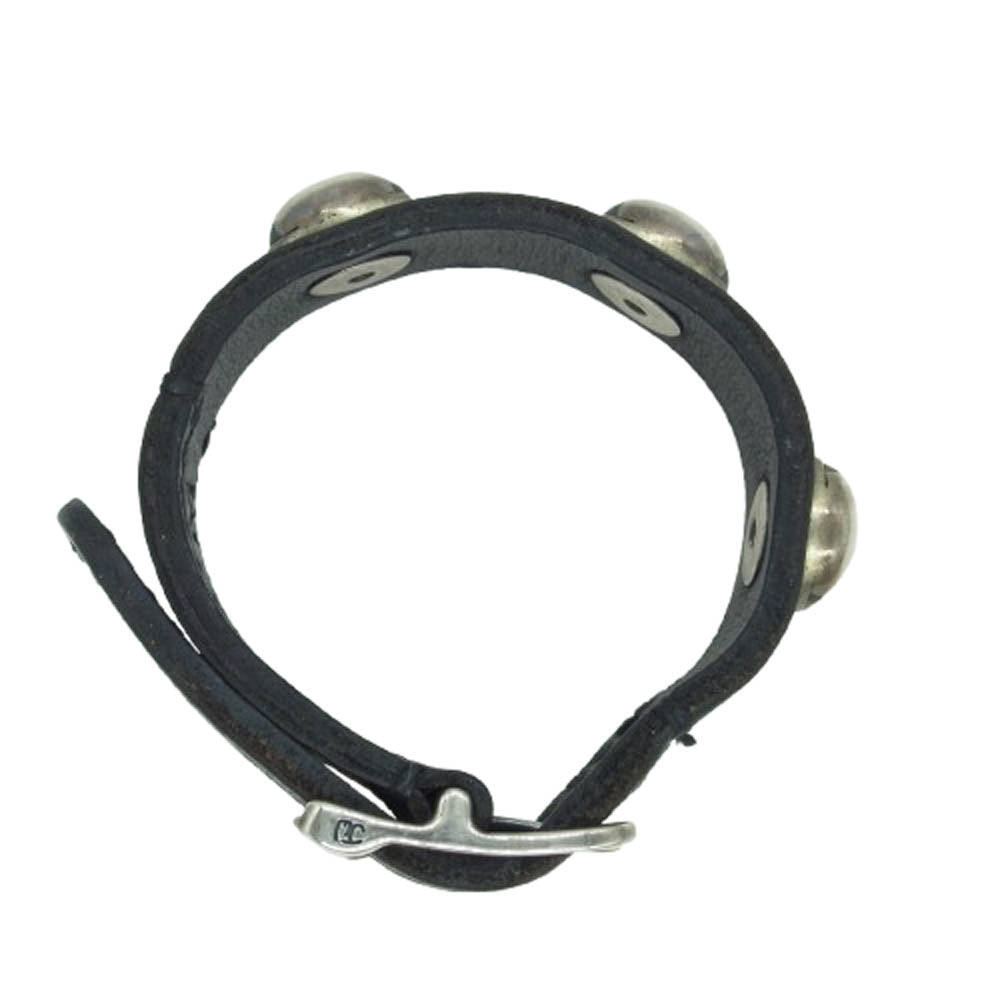 グッドアートハリウッド GALBR033 SINGLE BUCKLE LEATHER BRACELET w/3 SKULLS 3スカル シルバーバックル レザー ブレスレット Mサイズ ブラック系 シルバー系 M【中古】