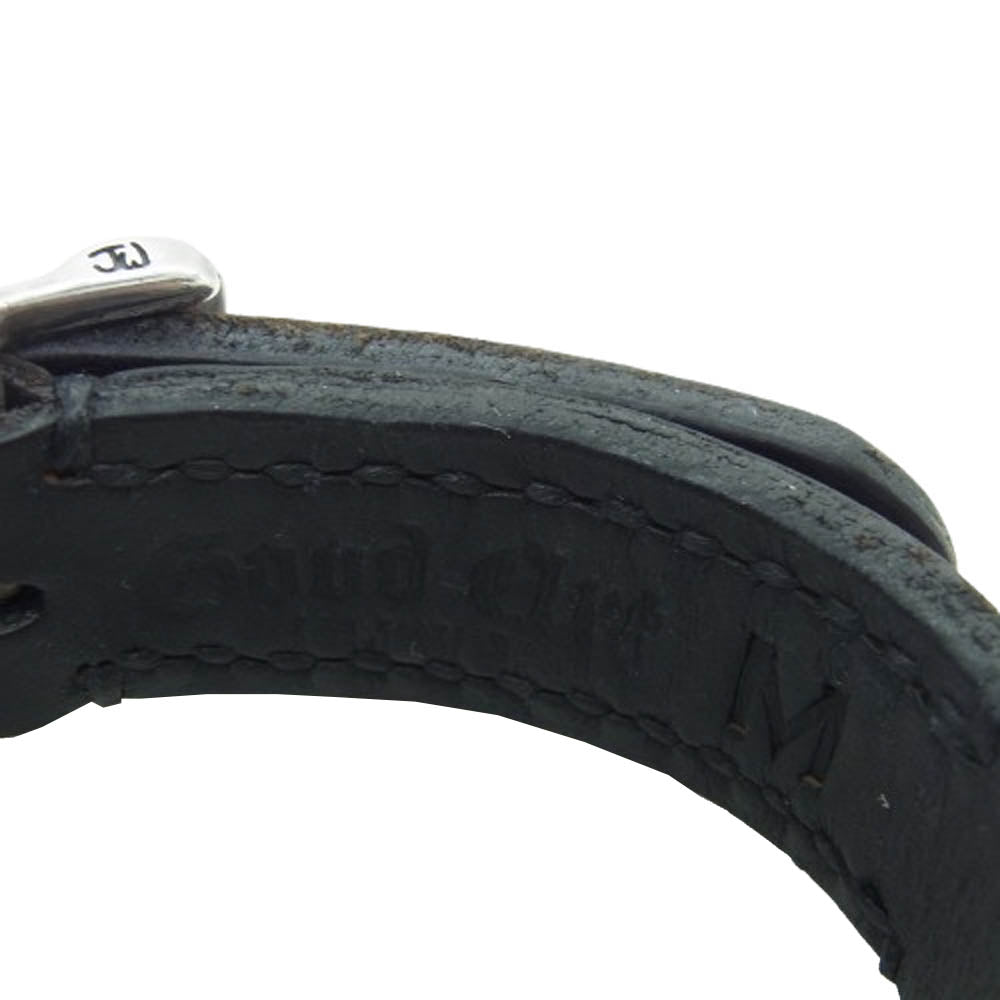 グッドアートハリウッド GALBR033 SINGLE BUCKLE LEATHER BRACELET w/3 SKULLS 3スカル シルバーバックル レザー ブレスレット Mサイズ ブラック系 シルバー系 M【中古】
