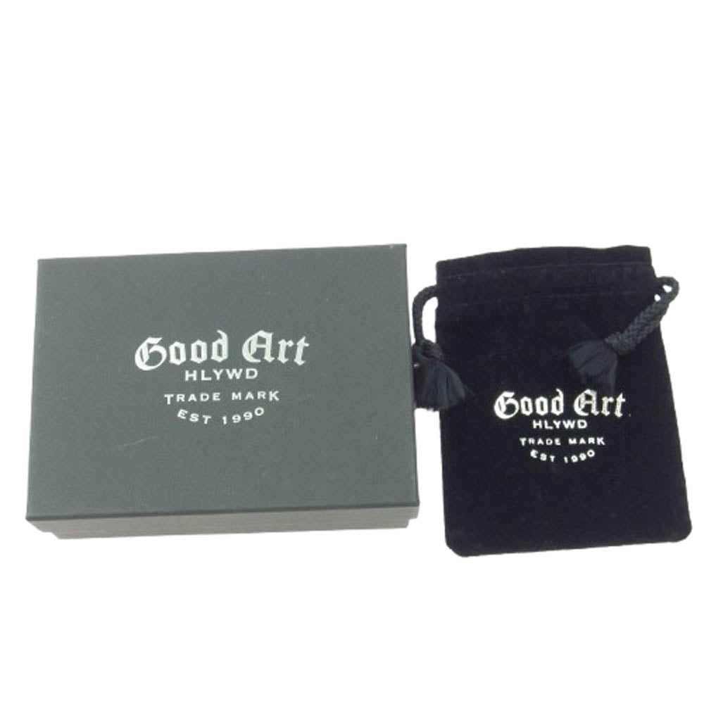グッドアートハリウッド GALBR033 SINGLE BUCKLE LEATHER BRACELET w/3 SKULLS 3スカル シルバーバックル レザー ブレスレット Mサイズ ブラック系 シルバー系 M【中古】