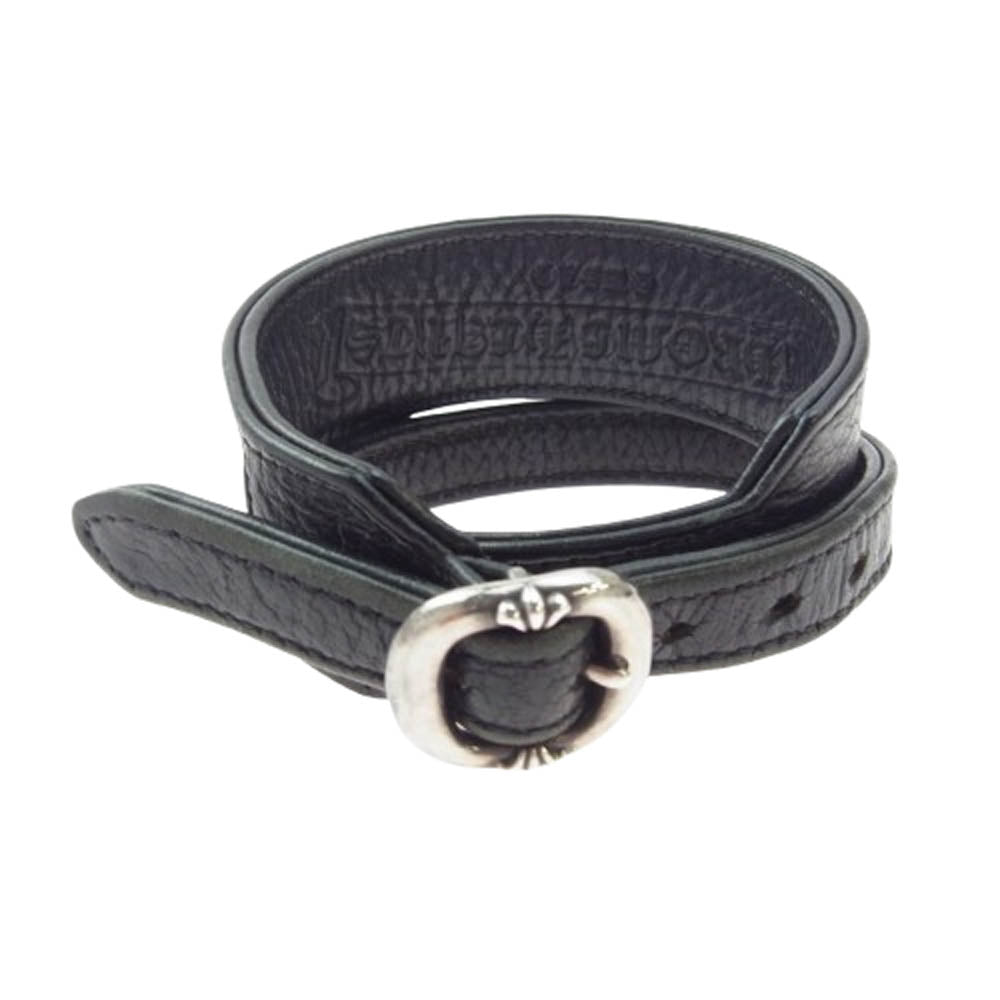 CHROME HEARTS クロムハーツ（原本有） R&R SLIM ロックンロール スリム ガンスリンガーバックル レザー ブレスレット ブラック系【中古】