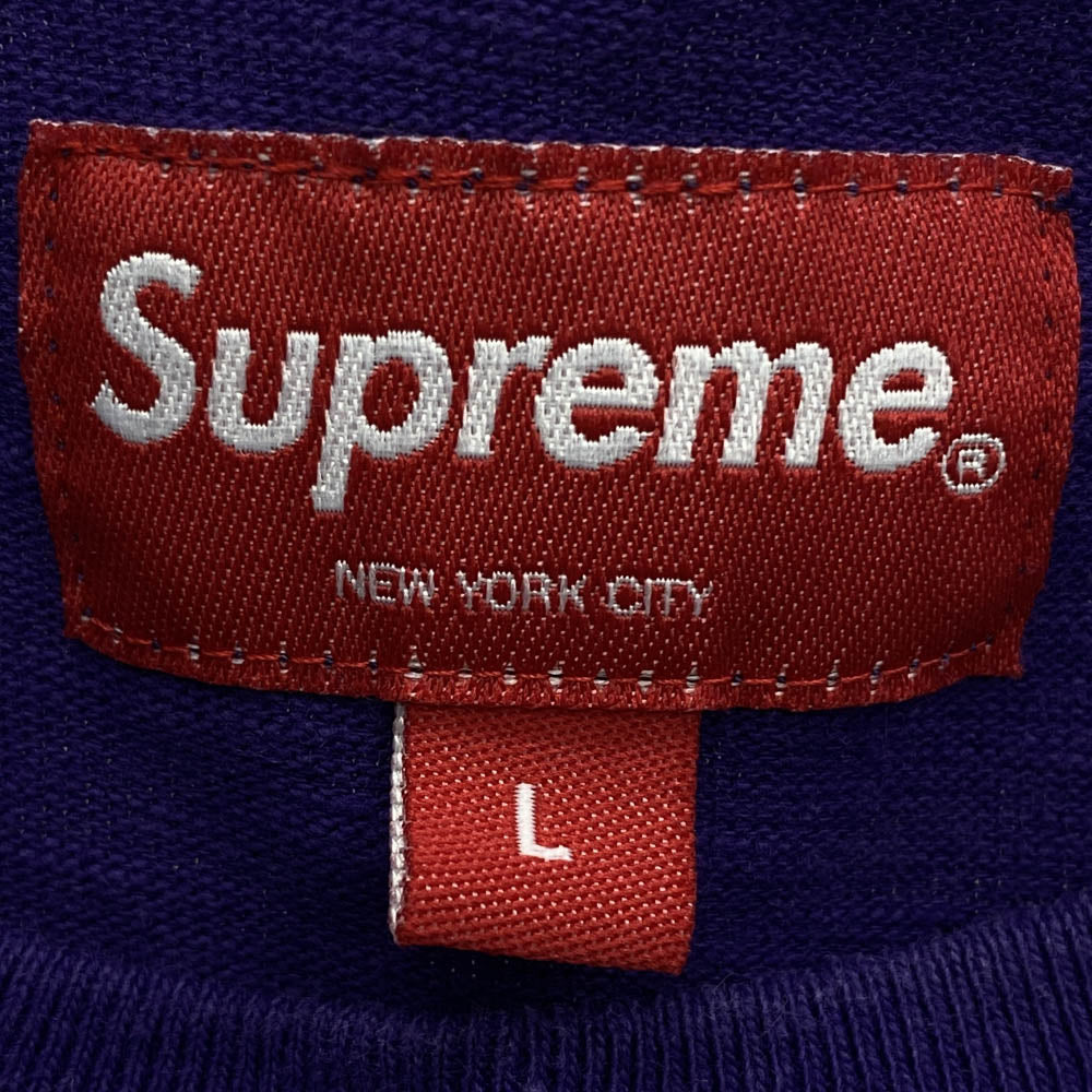 Supreme シュプリーム 23SS Sketch Embroidered S/S Top スケッチ エンブロイダリー 刺繍 ロゴ 半袖 Tシャツ パープル系 L【中古】