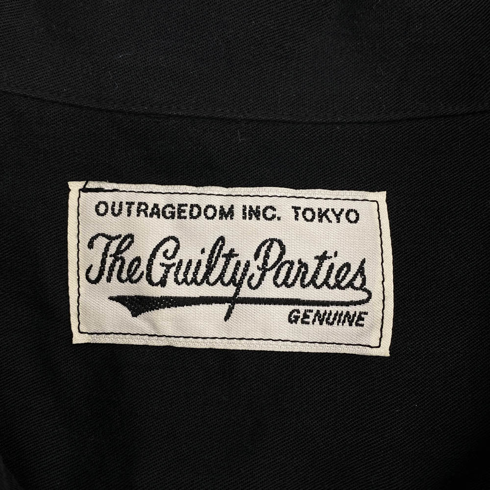 WACKO MARIA ワコマリア ロゴ刺繍 オープンカラー 長袖 シャツ ブラック系 L【中古】