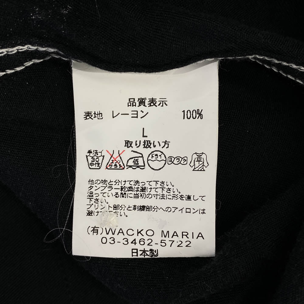 WACKO MARIA ワコマリア ロゴ刺繍 オープンカラー 長袖 シャツ ブラック系 L【中古】