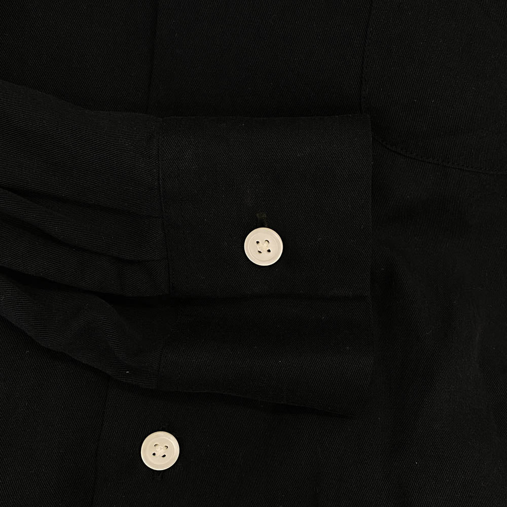 WACKO MARIA ワコマリア ロゴ刺繍 オープンカラー 長袖 シャツ ブラック系 L【中古】