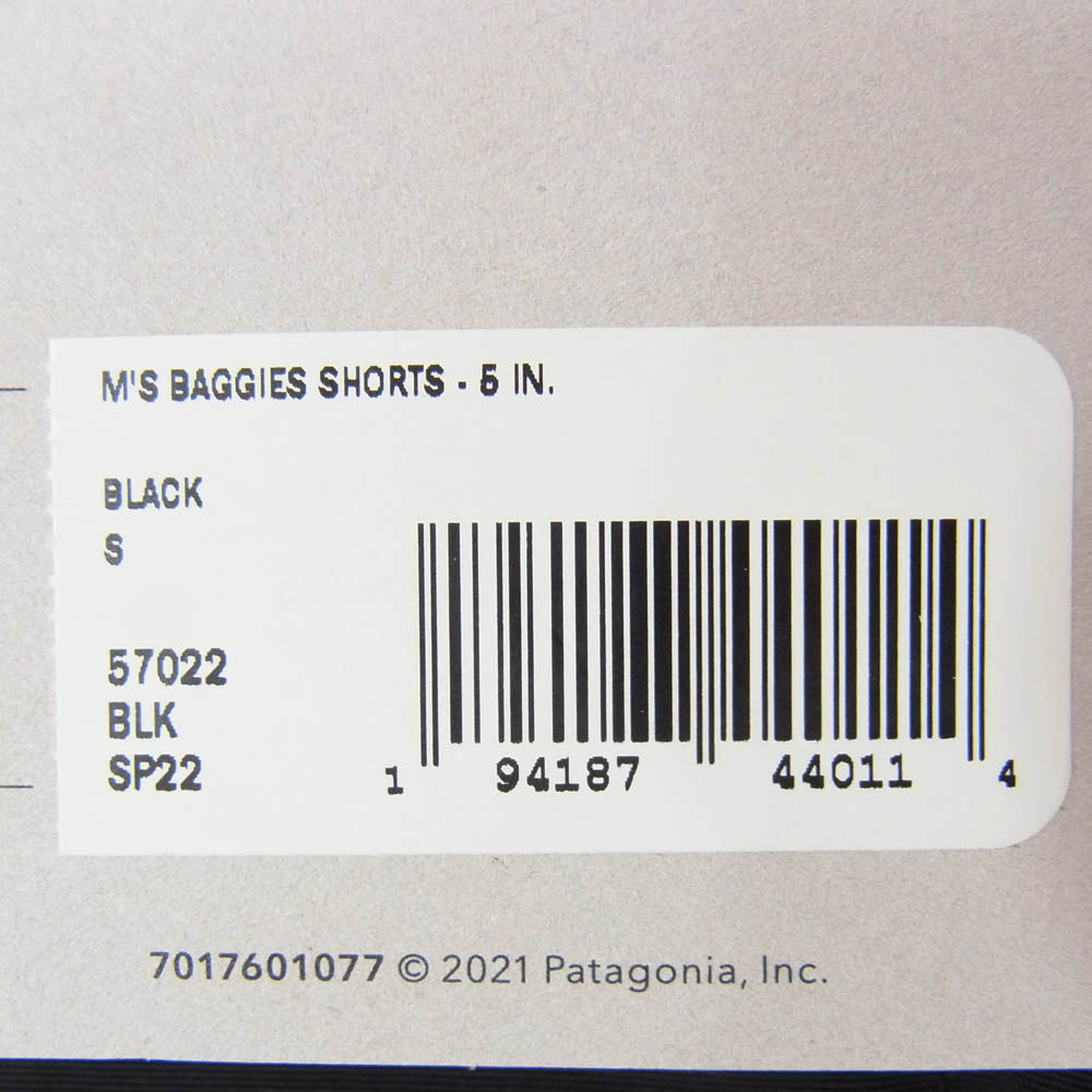 patagonia パタゴニア 22SS 57022SP22 BAGGIES SHORTS バギーズ ショーツ ハーフパンツ ブラック系 S【新古品】【未使用】【中古】