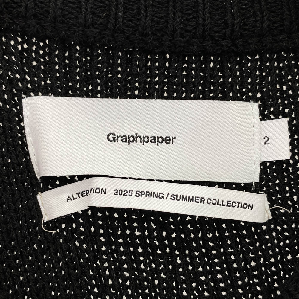 GRAPHPAPER グラフペーパー 25SS GU251-80119 Linen Solotex Loose Rib Crew Neck リネン ソロテックス ルーズリブ クルーネック ニット セーター ブラック系 2【中古】