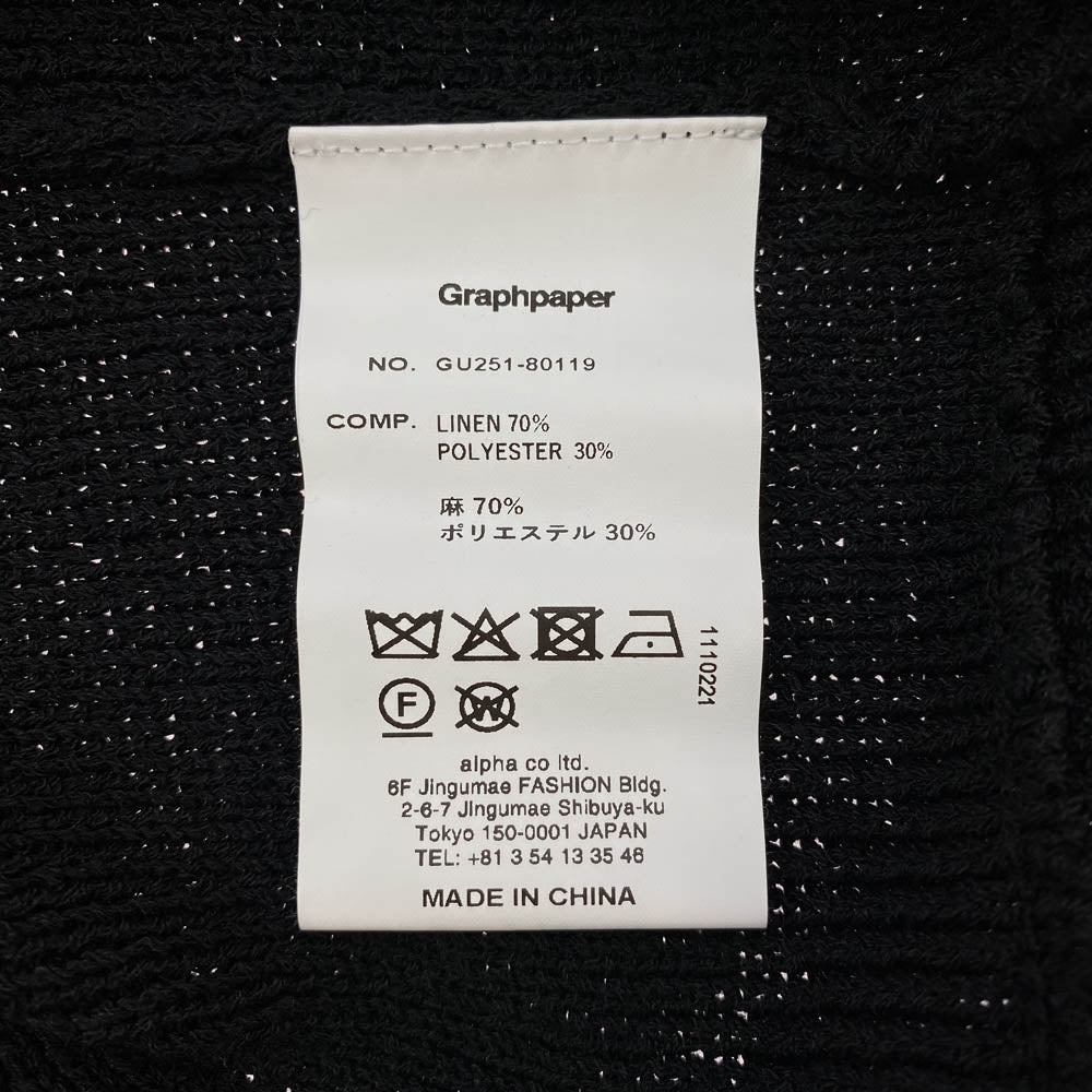GRAPHPAPER グラフペーパー 25SS GU251-80119 Linen Solotex Loose Rib Crew Neck リネン ソロテックス ルーズリブ クルーネック ニット セーター ブラック系 2【中古】