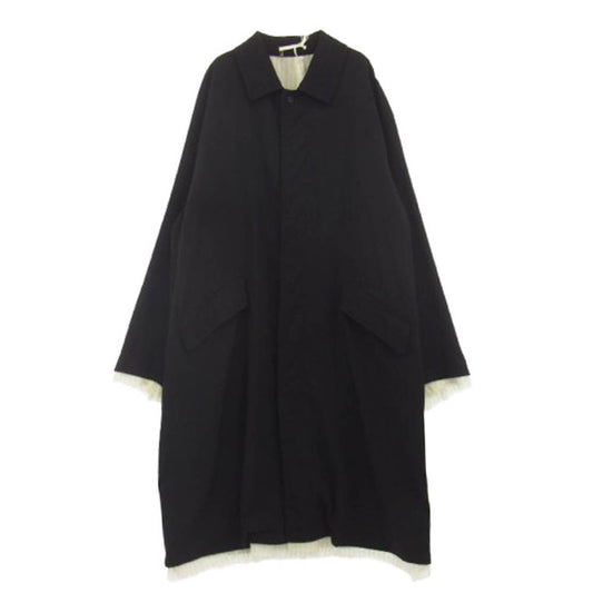 GRAPHPAPER グラフペーパー 24SS GM241-10046 Wool Twill Washer Bal Collar Coat ウールツイル ワッシャー バルカラー ステンカラー ロング コート ブラック系 2【中古】