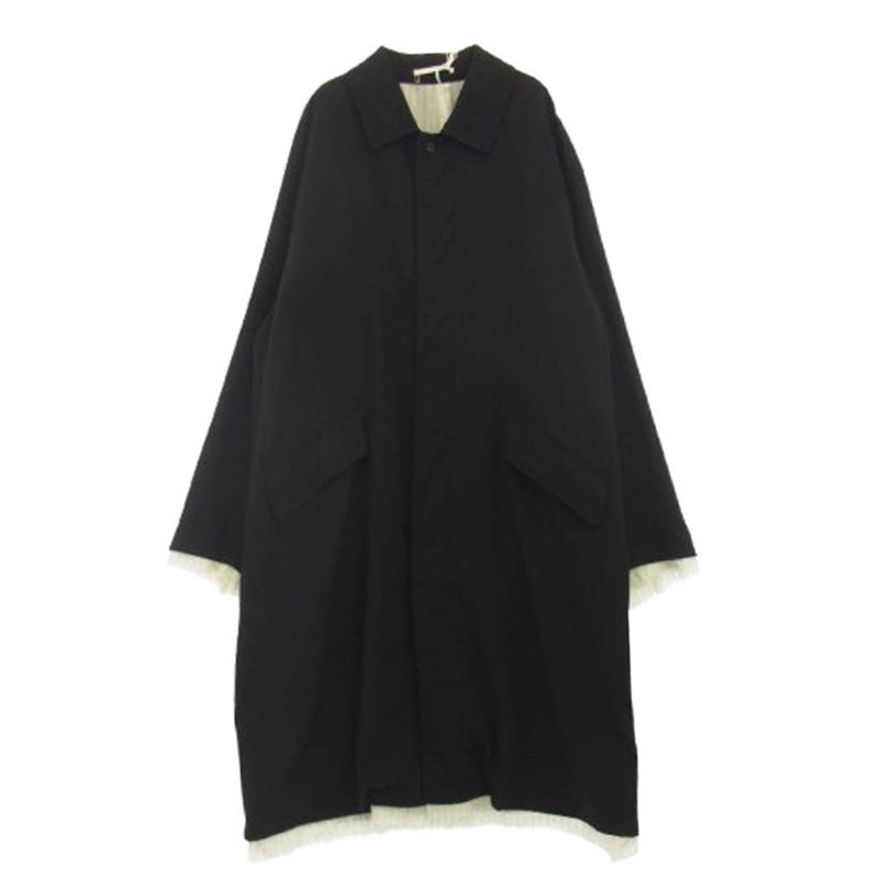 GRAPHPAPER グラフペーパー 24SS GM241-10046 Wool Twill Washer Bal Collar Coat ウールツイル ワッシャー バルカラー ステンカラー ロング コート ブラック系 2【中古】