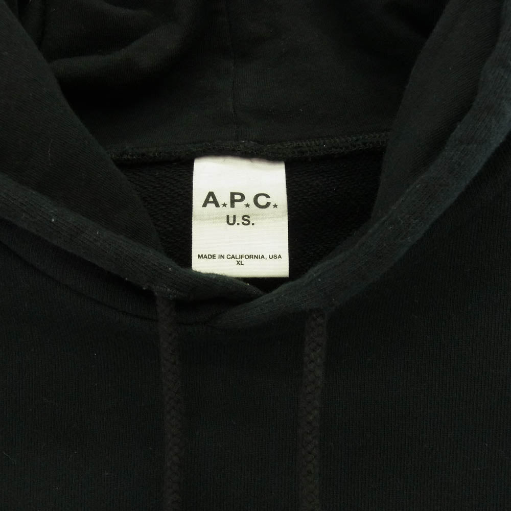 A.P.C. アーペーセー USA製 ロゴ スウェット パーカー フーディー ブラック系 XL【中古】