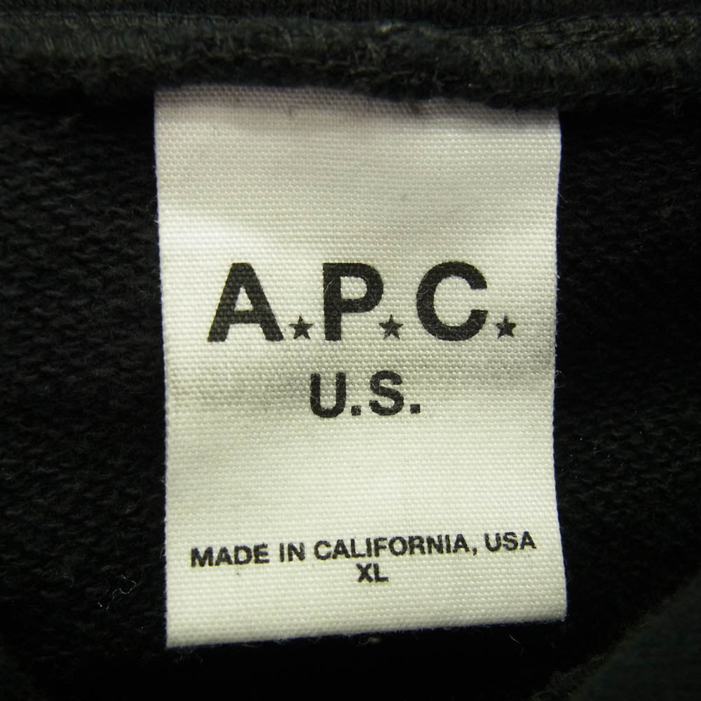 A.P.C. アーペーセー USA製 ロゴ スウェット パーカー フーディー ブラック系 XL【中古】