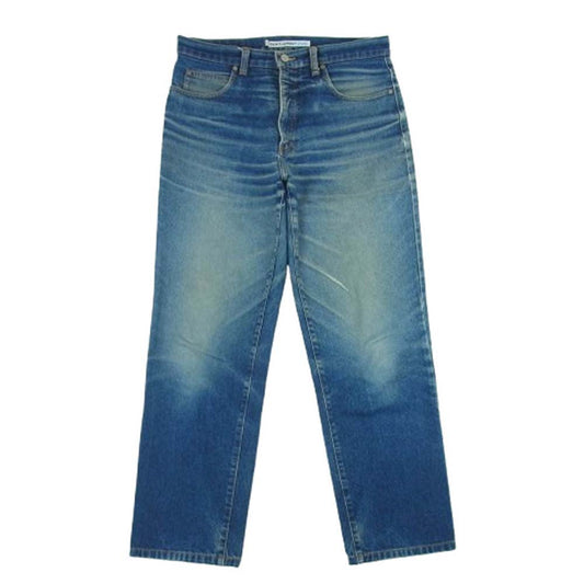 サンローラン ジーンズ YP90-090 YSLメタルチャーム付 ジップフライ ストレート デニム パンツ インディゴブルー系 W34【中古】