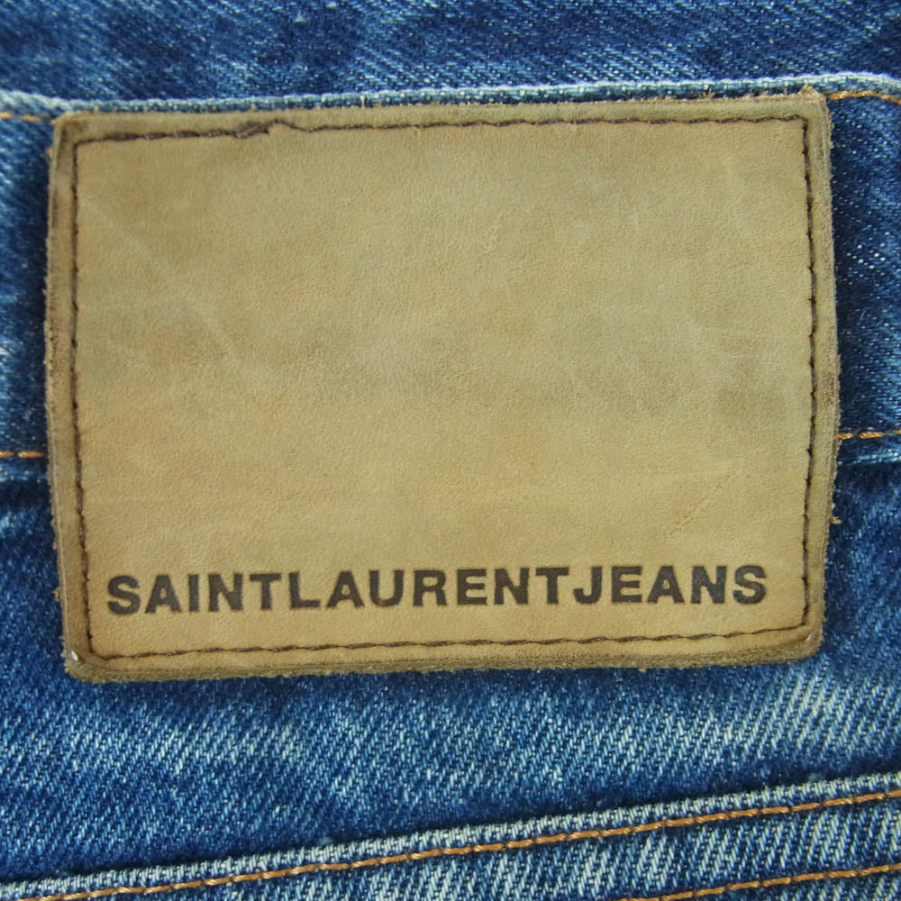 サンローラン ジーンズ YP90-090 YSLメタルチャーム付 ジップフライ ストレート デニム パンツ インディゴブルー系 W34【中古】
