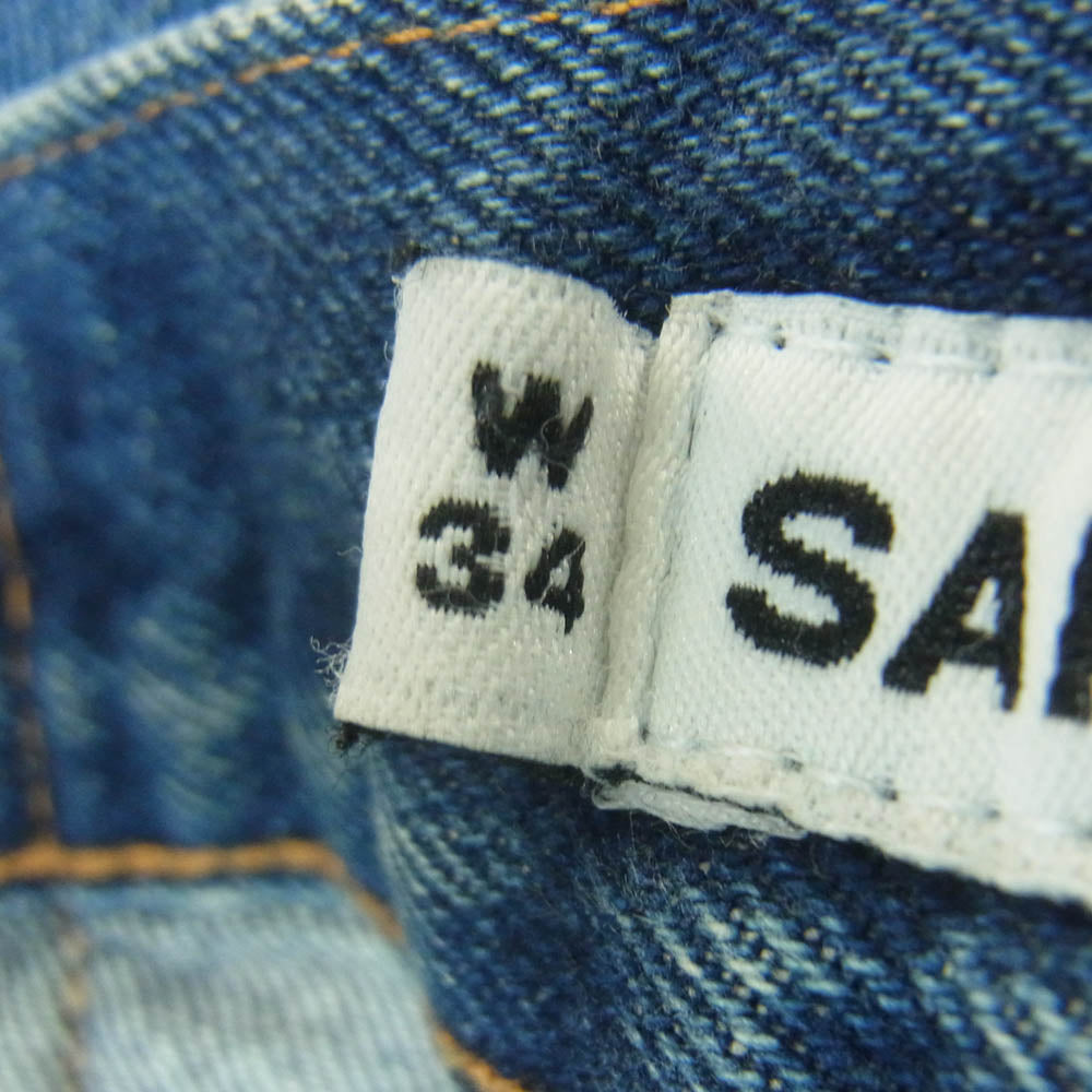 サンローラン ジーンズ YP90-090 YSLメタルチャーム付 ジップフライ ストレート デニム パンツ インディゴブルー系 W34【中古】