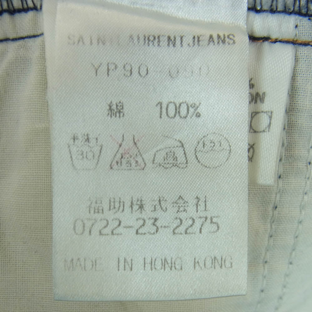サンローラン ジーンズ YP90-090 YSLメタルチャーム付 ジップフライ ストレート デニム パンツ インディゴブルー系 W34【中古】