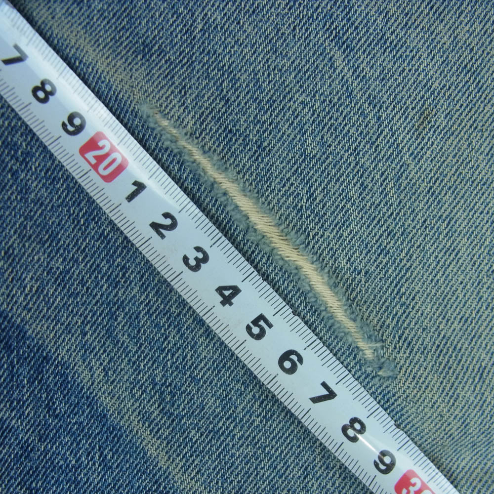 サンローラン ジーンズ YP90-090 YSLメタルチャーム付 ジップフライ ストレート デニム パンツ インディゴブルー系 W34【中古】