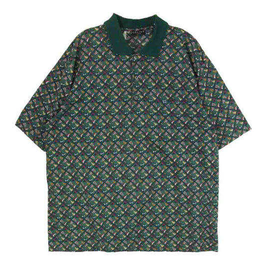 CELINE セリーヌ ヴィンテージ アーカイブ オールド 総柄 半袖 ポロシャツ グリーン系 XXL【中古】
