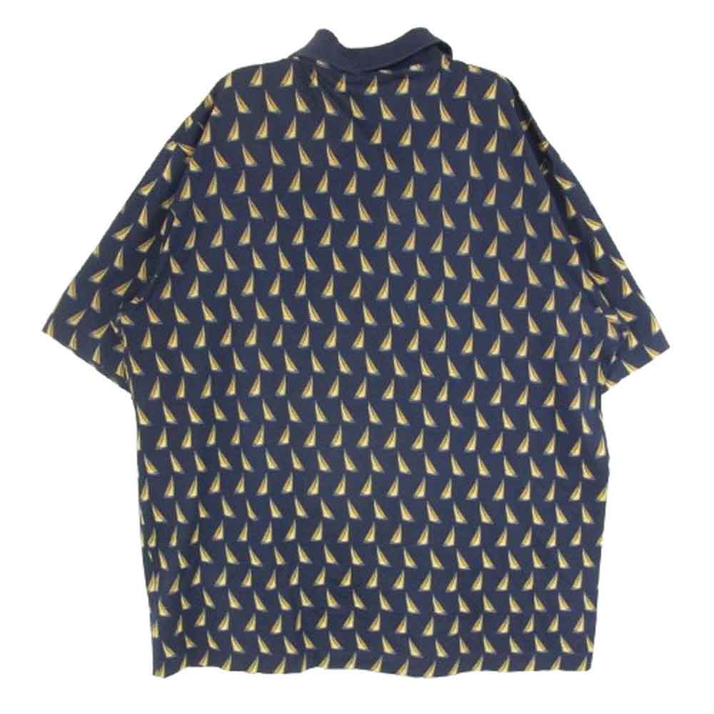 CELINE セリーヌ ヴィンテージ アーカイブ オールド 総柄 半袖 ポロシャツ ネイビー系 XXL【中古】