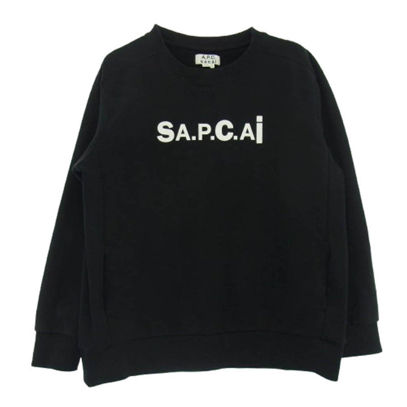 Sacai サカイ 21E2-COEON-M27656 × A.P.C. アーペーセー Tani Sweatshirt フロント ロゴ スウェット ブラック系 XL【中古】