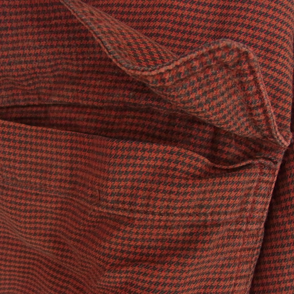 ヴィンテージ 80s ポルトガル製 Banana Republic バナナリパブリック 千鳥柄 シャツ レッド系 L【中古】