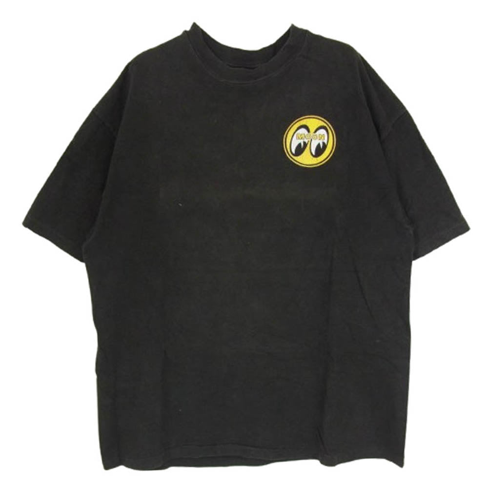 ヴィンテージ 90s mooneyes ムーンアイズ 袖シングル Hanes ヘインズ プリント Tシャツ ブラック系 L【中古】