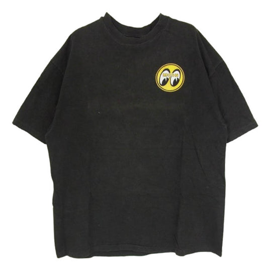 ヴィンテージ 90s mooneyes ムーンアイズ 袖シングル Hanes ヘインズ プリント Tシャツ ブラック系 L【中古】