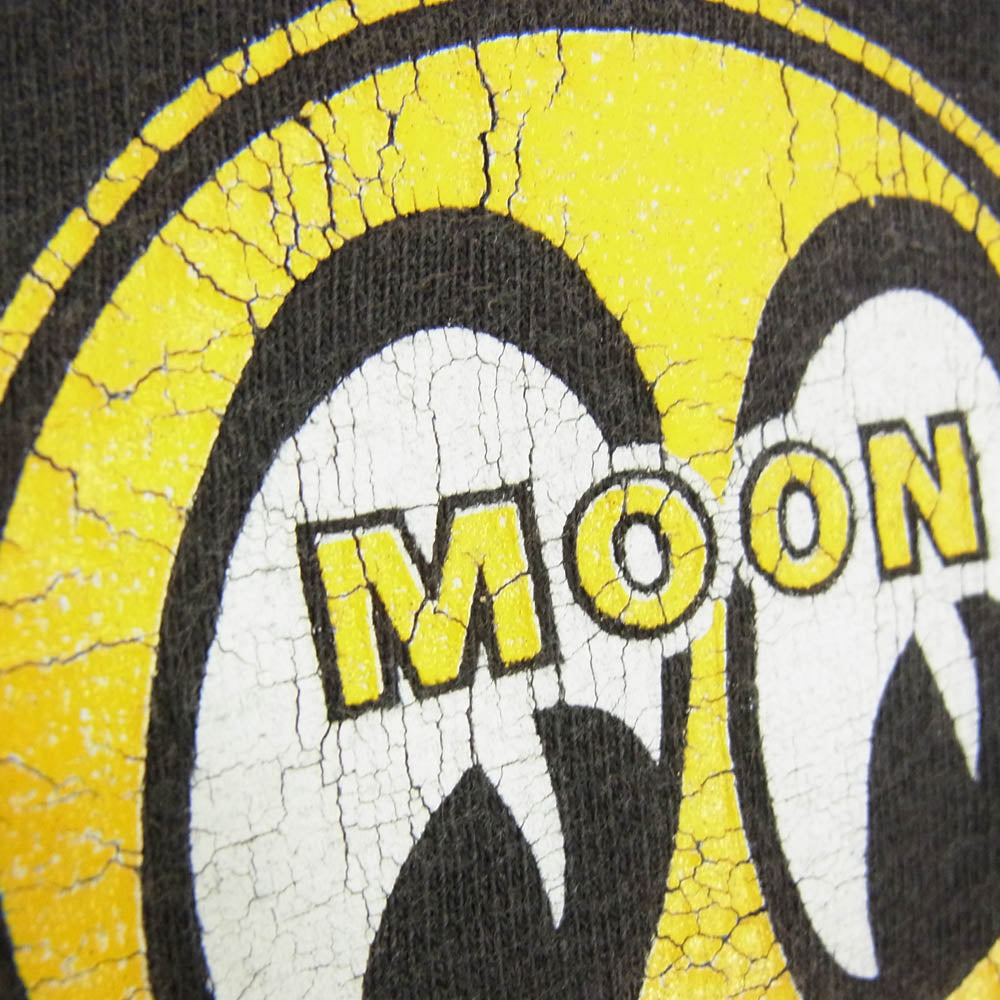 ヴィンテージ 90s mooneyes ムーンアイズ 袖シングル Hanes ヘインズ プリント Tシャツ ブラック系 L【中古】