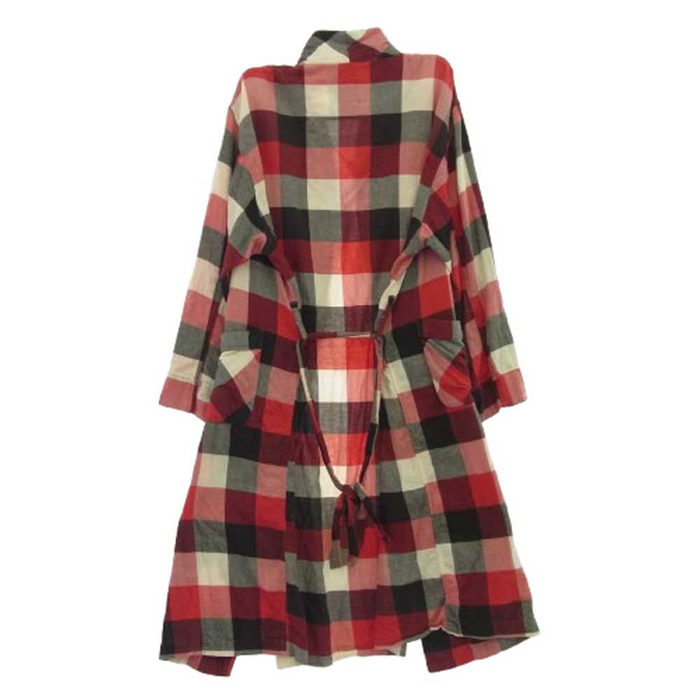 GAP ギャップ 90s 紺タグ コットン チェック ガウン コート レッド系 L【中古】