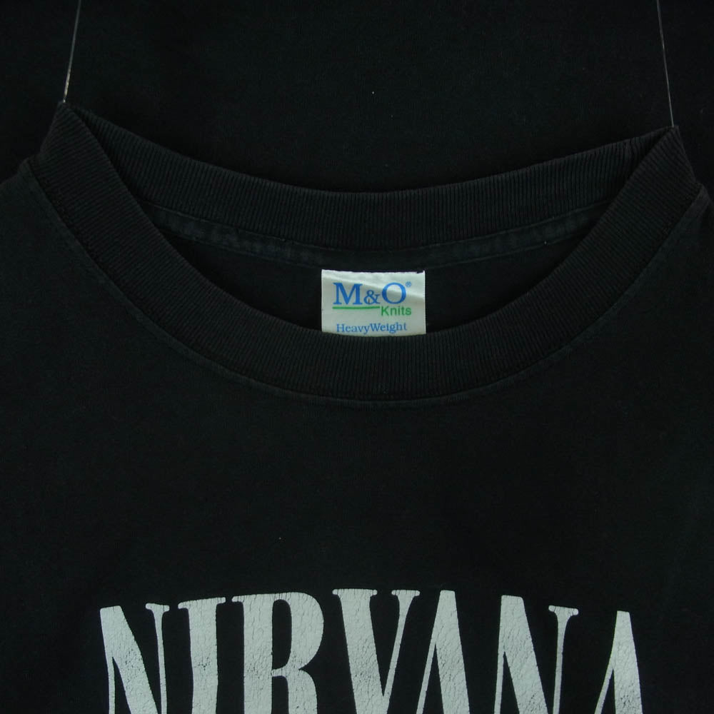 ヴィンテージ 00s メキシコ製 NIRVANA ニルヴァーナ コピーライト1996 M&O 袖裾ダブルステッチ バンド 半袖 Tシャツ ブラック系 M【中古】