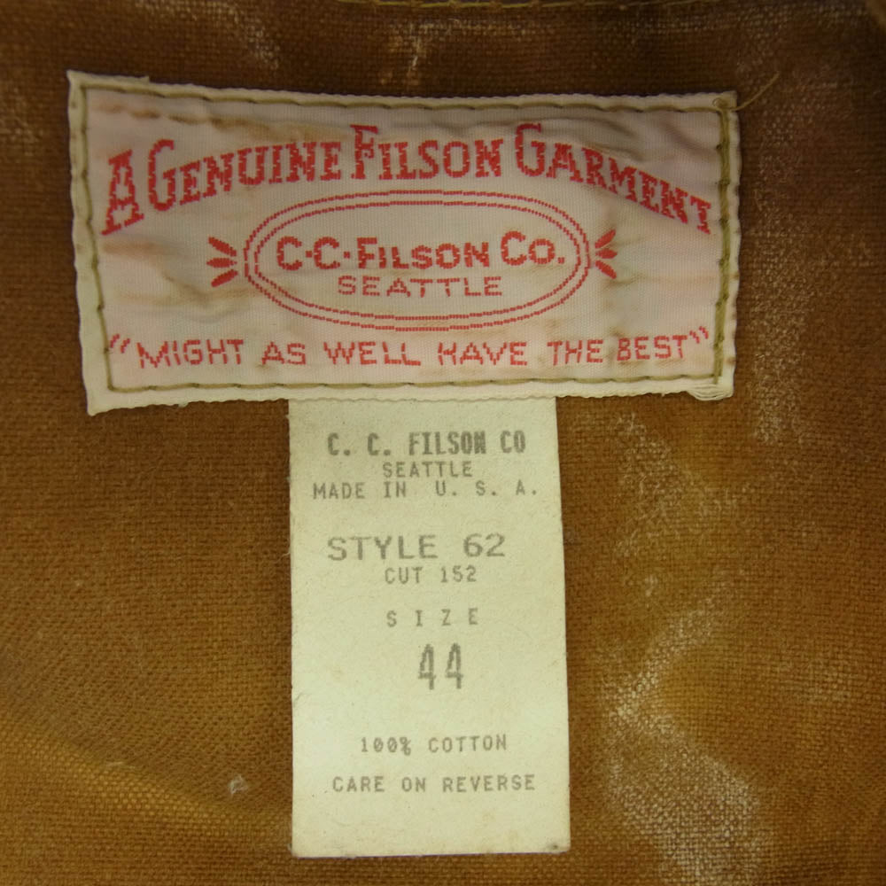 FILSON フィルソン 60s 円形タグ USA製 オイルド ハンティング ジャケット ブラウン系 44【中古】