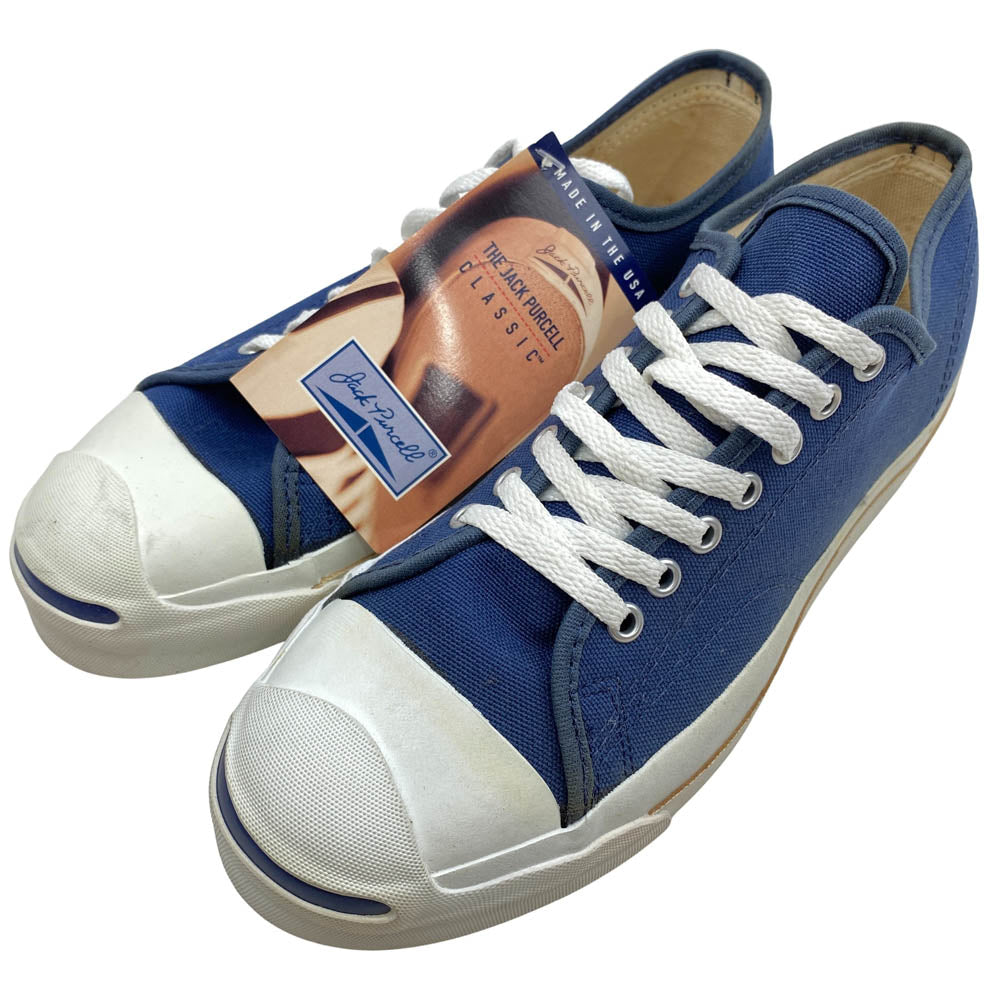 CONVERSE コンバース M7137 90s VINTAGE ヴィンテージ USA製 JACK PURCELL LOW ジャックパーセル ローカット キャンバス スニーカー ネイビー系 US9.5【中古】