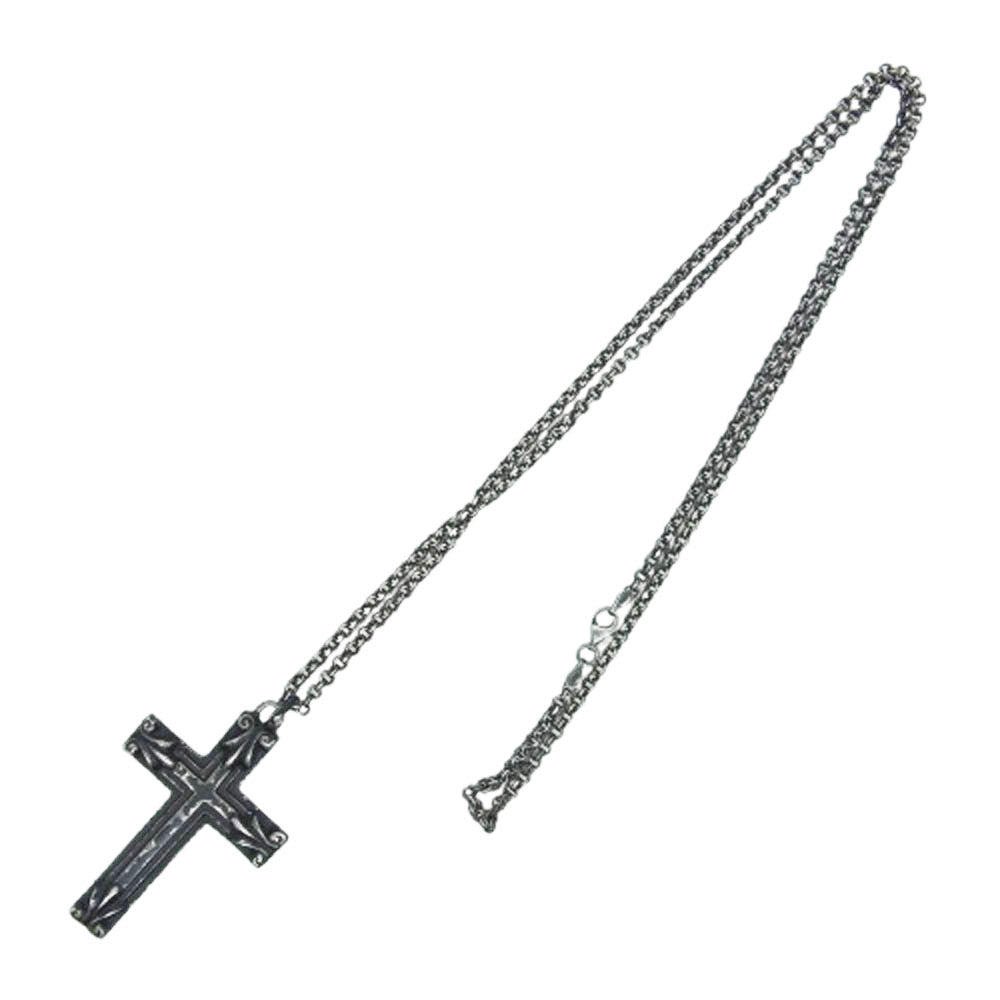 UNDERCOVER アンダーカバー TRASH PEACE ANARCHY トラッシュ ピース アナーキー クロス 十字架 ロザリオ ペンダントトップ ネックレス シルバー系 ブラック系【中古】