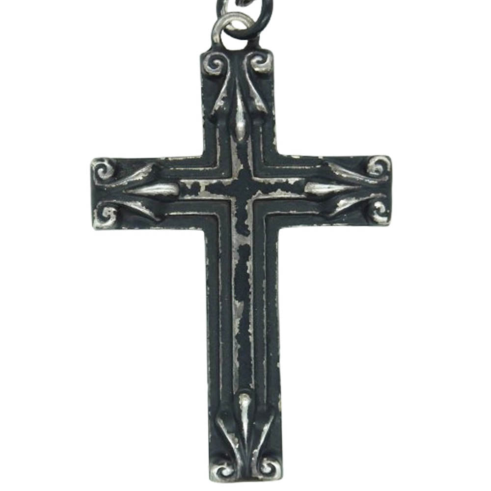 UNDERCOVER アンダーカバー TRASH PEACE ANARCHY トラッシュ ピース アナーキー クロス 十字架 ロザリオ ペンダントトップ ネックレス シルバー系 ブラック系【中古】