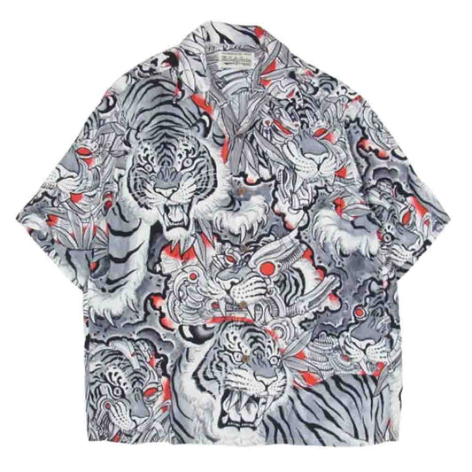 WACKO MARIA ワコマリア TIM LEHI TYPE-3 HAWAIIAN SHIRT メカ虎 ティムリーハイ オープンカラー ハワイアン 半袖 シャツ アロハシャツ グレー系 M【中古】