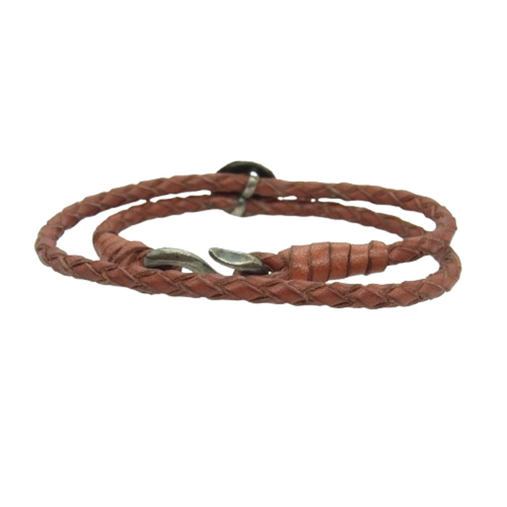 HYSTERIC GLAMOUR ヒステリックグラマー LEATHER BRAID BEAR ベア コンチョブレス ブラウン系【中古】