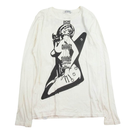 HYSTERIC GLAMOUR ヒステリックグラマー 16AW 0243CL16 GUITAR GIRL ギター ガール ロンT 長袖 Tシャツ ホワイト系 S【中古】